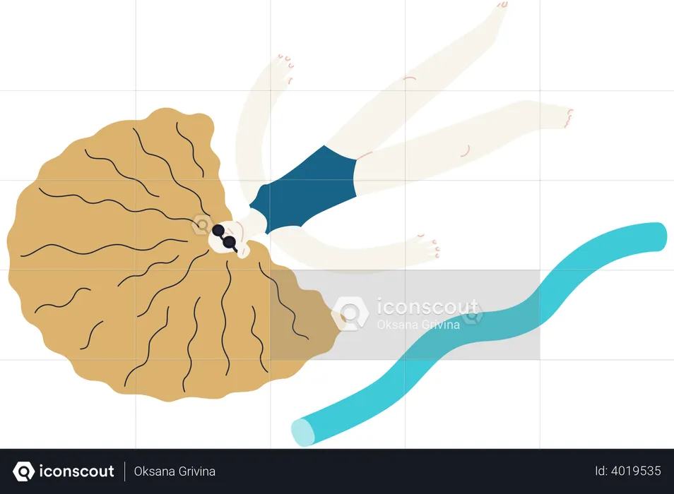 Frau schwimmt im Schwimmbad  Illustration