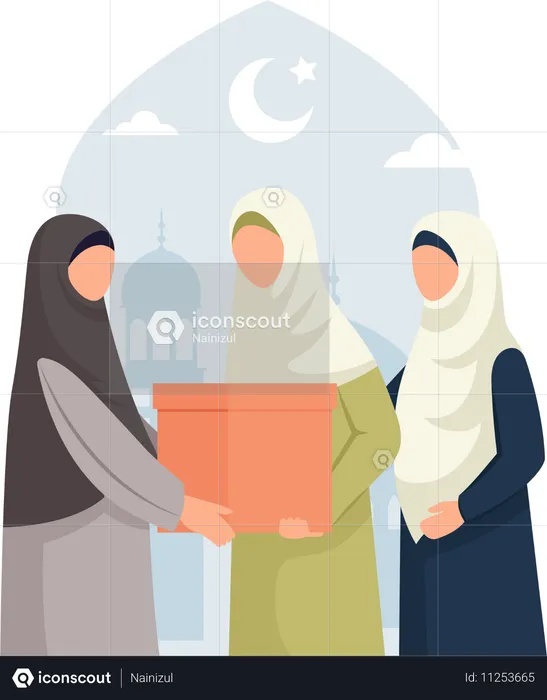 Frau spendet Zakat  Illustration