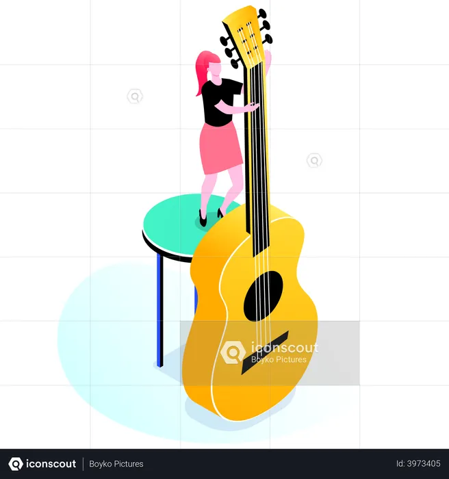 Frau spielt Gitarre  Illustration