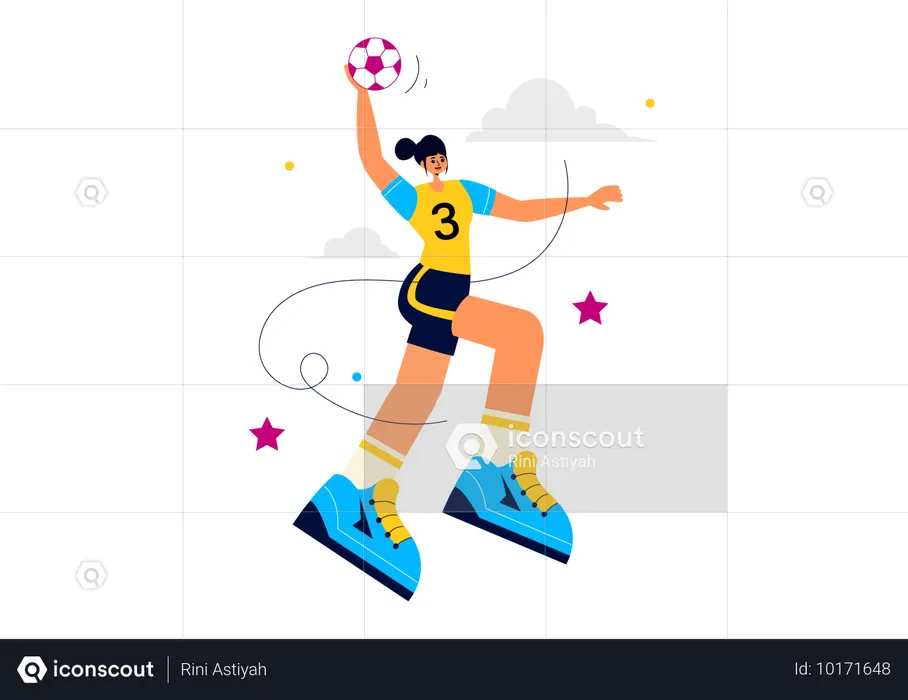 Frau spielt Handball  Illustration