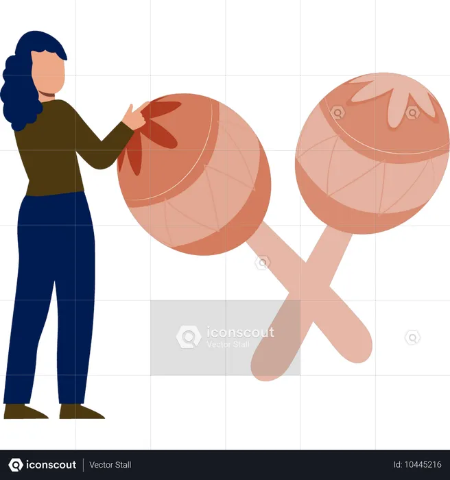 Frau spielt mit Maracas-Musik  Illustration