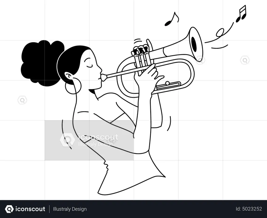 Frau spielt Trompete  Illustration