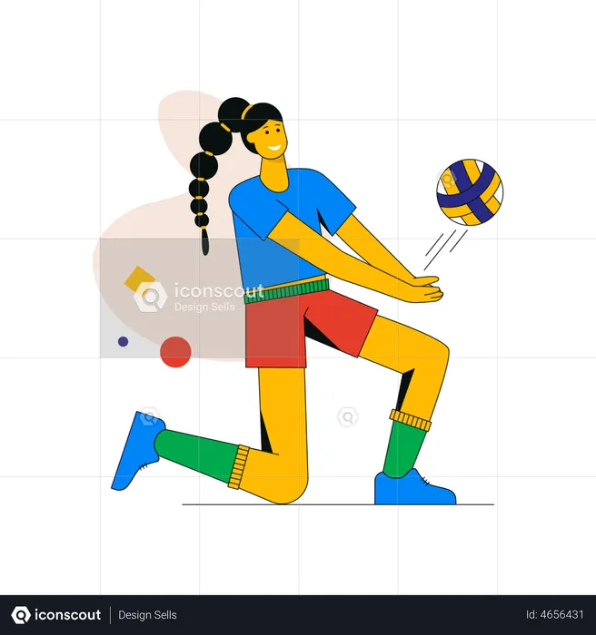 Frau spielt Volleyball  Illustration