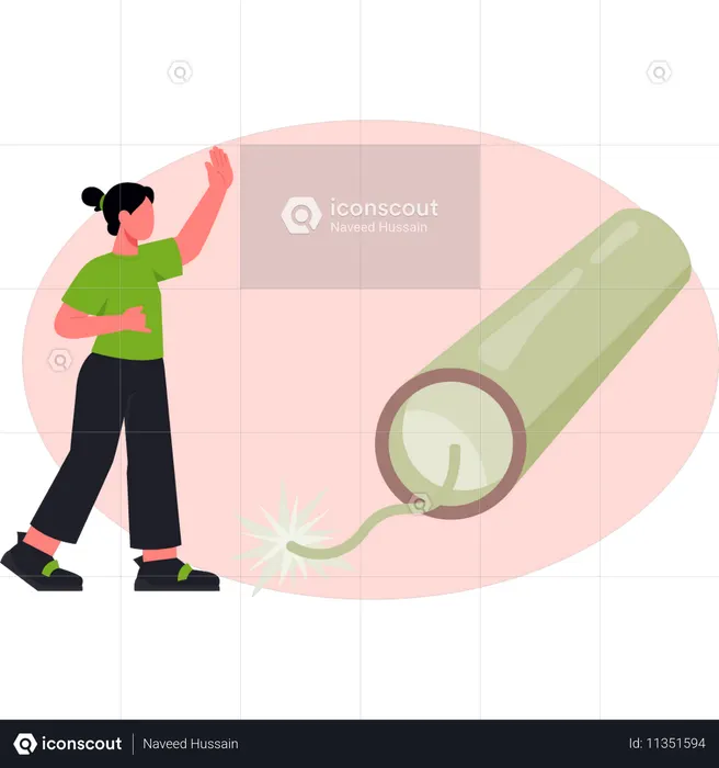 Frau spricht über Feuerwerkskörper  Illustration