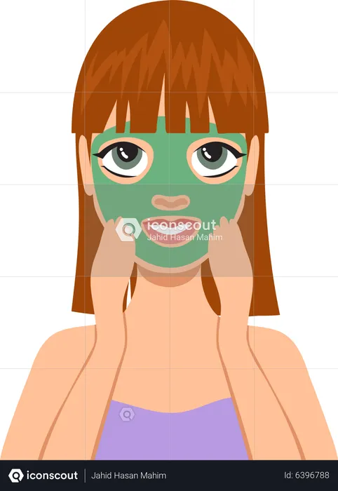 Frau trägt Kräutergesichtsmaske auf  Illustration