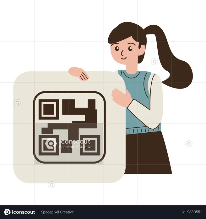 Frau überprüft Barcode-System  Illustration