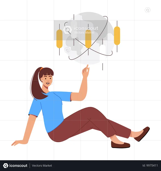 Frau überprüft Marktanteile  Illustration