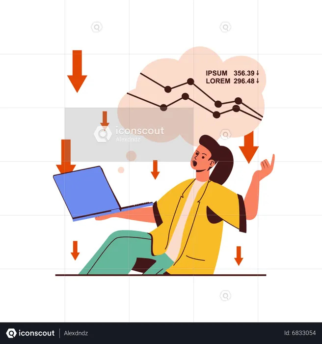 Verlust einer Frau an der Börse  Illustration