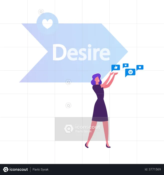 Frau Verschiedene Social Media Front von Desire  Illustration