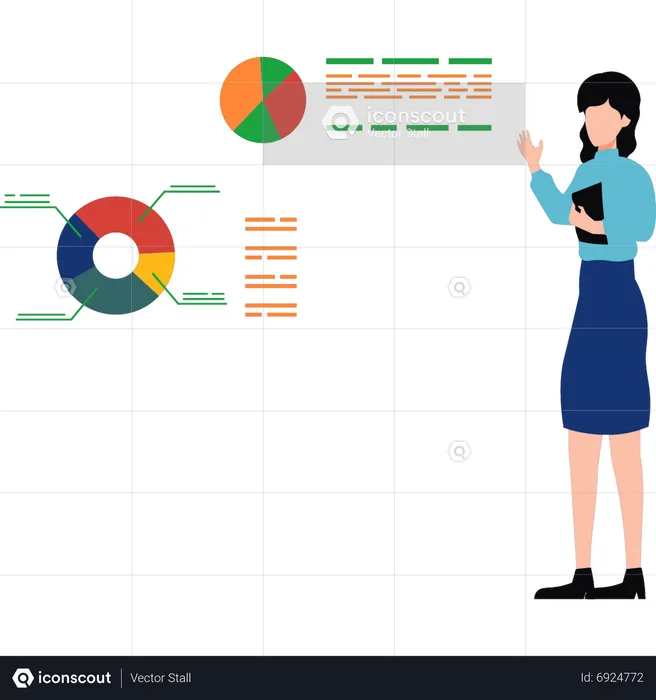 Frau repräsentiert Geschäftspräsentation  Illustration