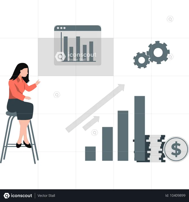 Frau zeigt Geschäftsgewinndiagramm  Illustration