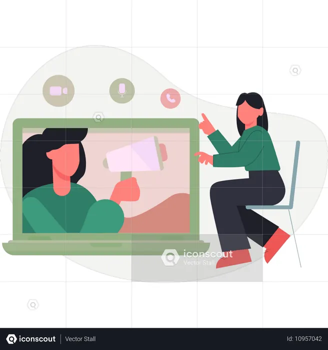 Frau zeigt Marketingvideo  Illustration