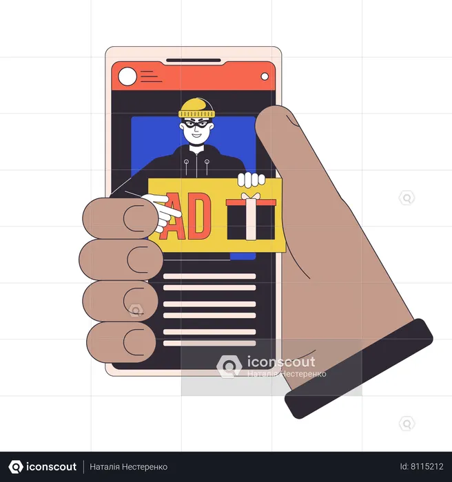 Fraude publicitario en smartphone  Ilustración