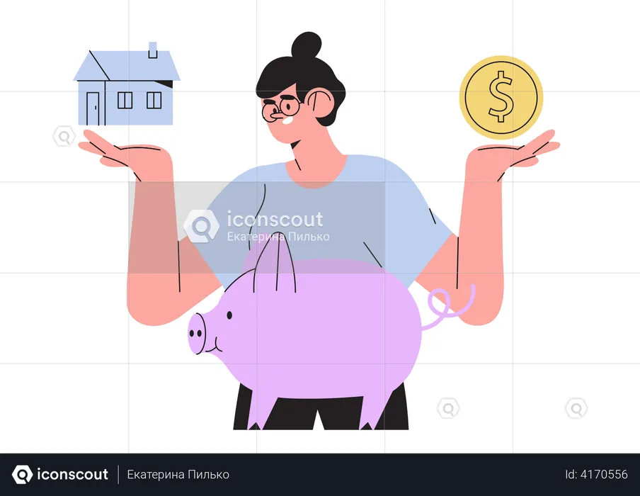 Weibliche Investitionen in Finanzwesen zu Hause  Illustration