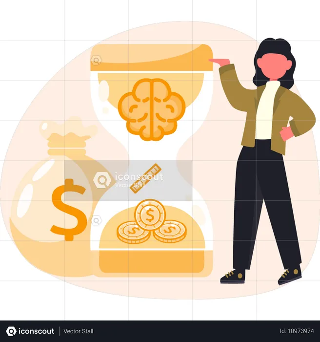 Frauen präsentieren Sanduhr-Geld  Illustration