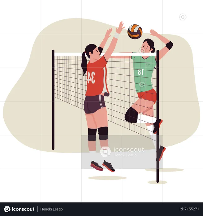 Frauen spielen im Volleyball-Wettbewerb  Illustration