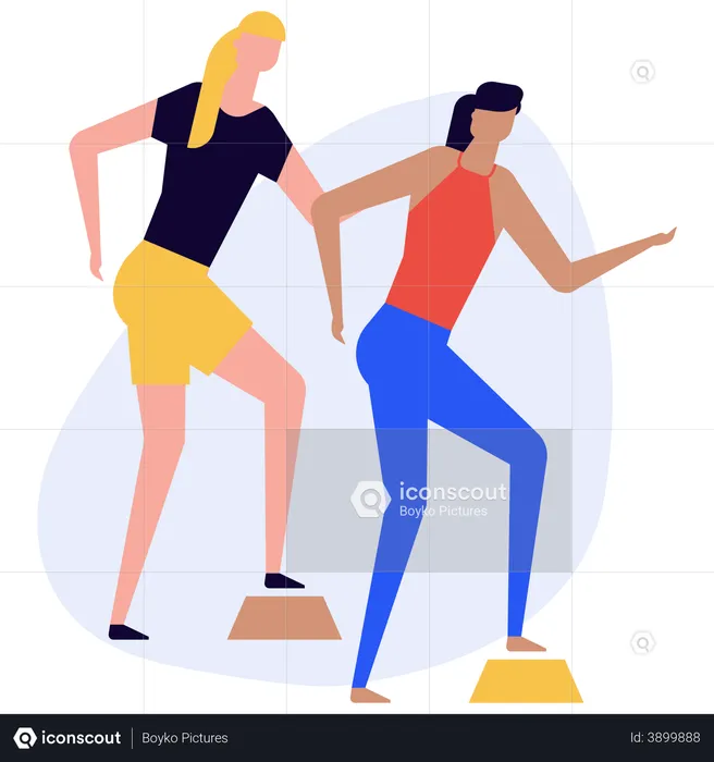 Frauen beim Training im Fitnessstudio  Illustration