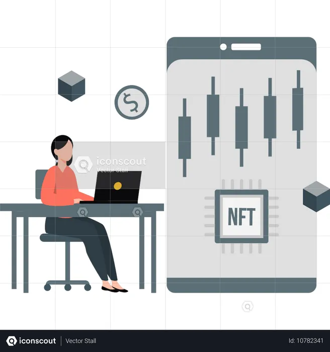 Frauen zeigen NFT-Analyse  Illustration