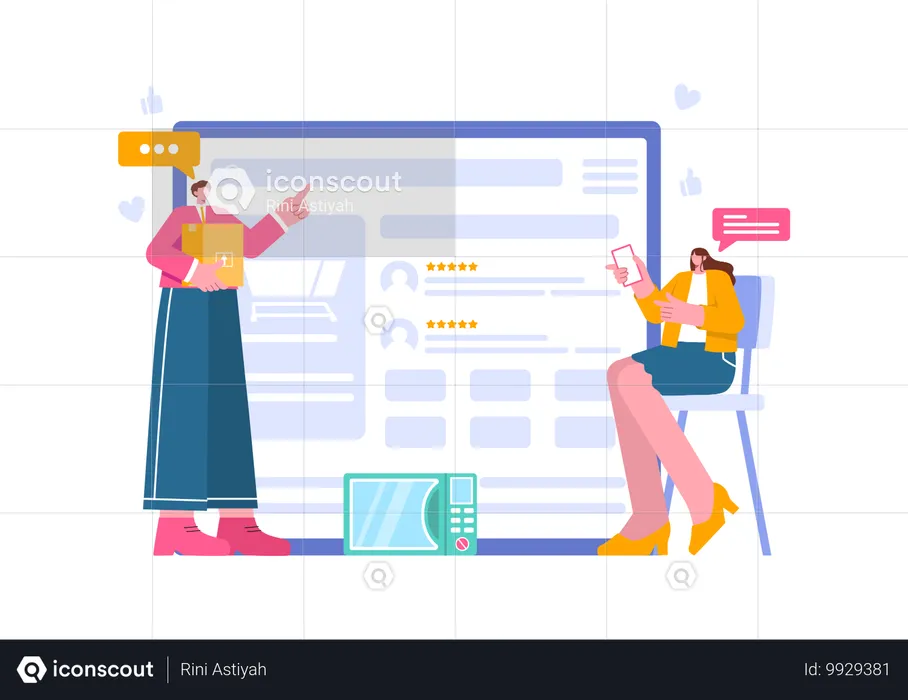 Frau bewertet Online-Website  Illustration