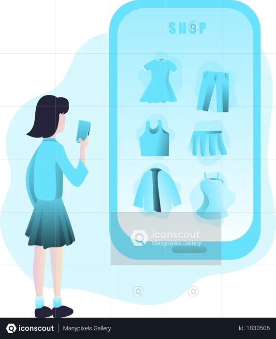 Free Online Shopping  Illustration