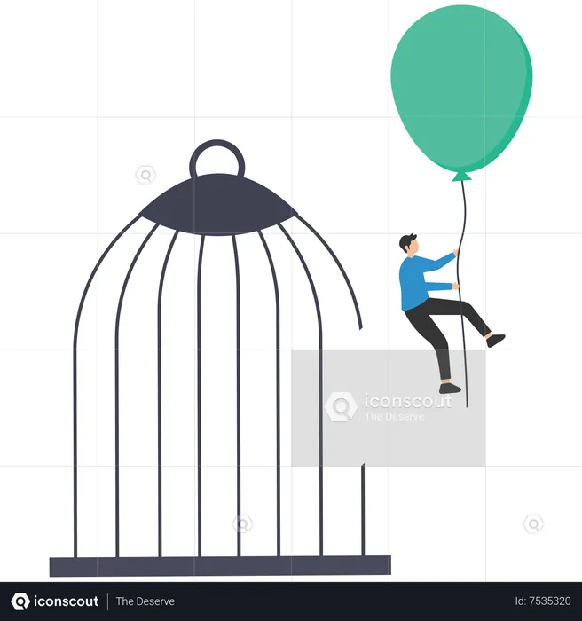 Freedom from cage  Illustration
