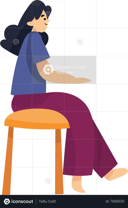 Freelance Girl Sitting on a Chair  Illustration