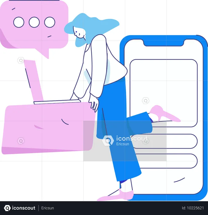 Travail indépendant sur les messages en ligne  Illustration