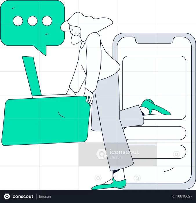 Travail indépendant sur les messages en ligne  Illustration