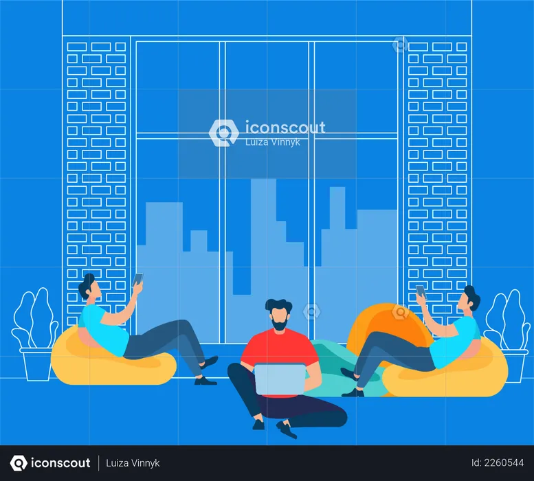 Freelancer Activity in Co working Modern Space  Illustration
