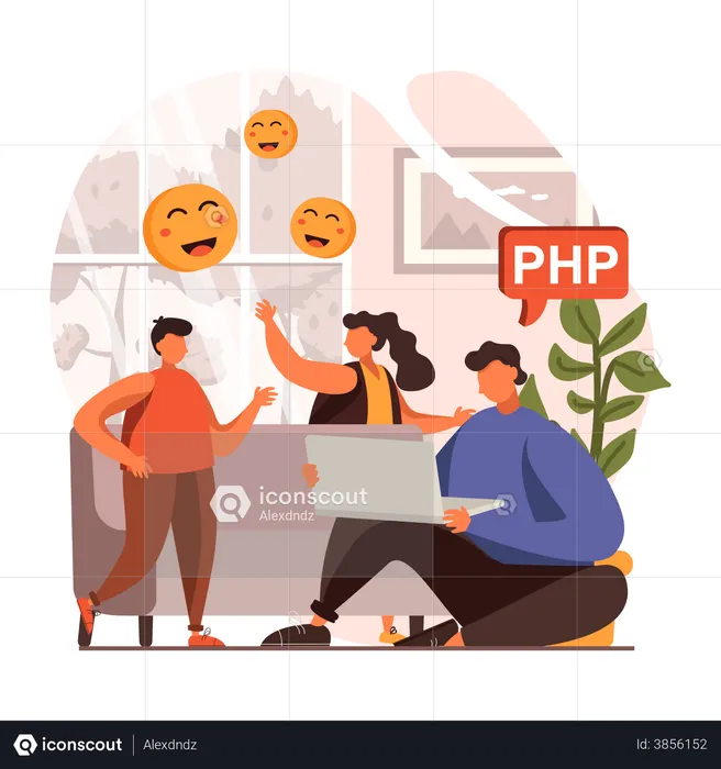 Freelancer doing PHP work  Illustration