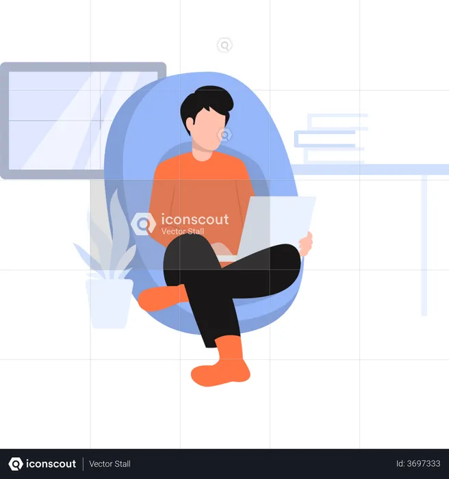 Freelancer doing remote work  Illustration