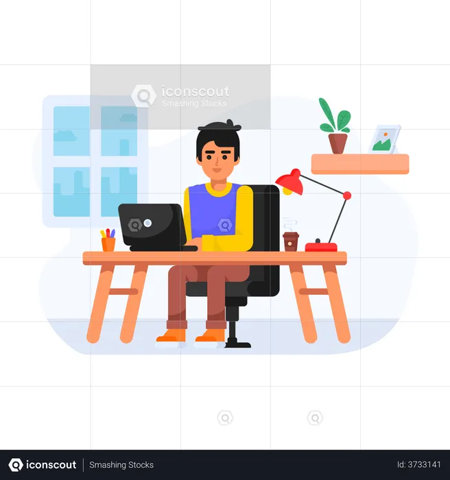 Freelancer doing remote work  Illustration