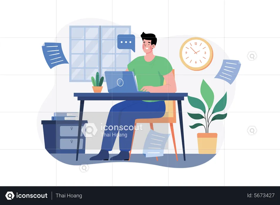 Freelancer doing work from home  Illustration