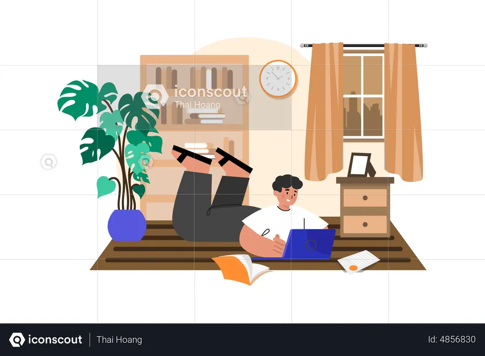 Freelancer doing work from home  Illustration