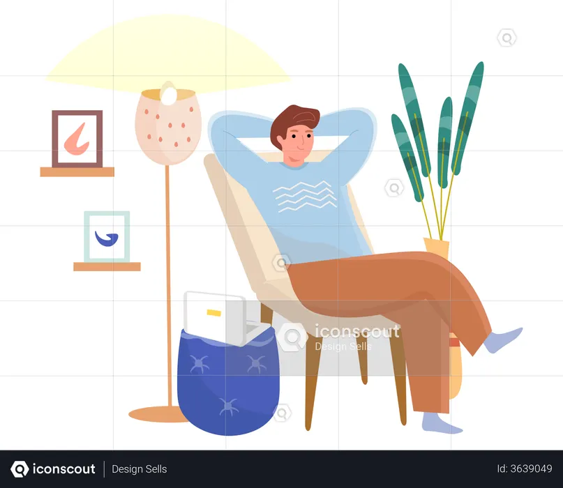 Freelancer relaxando em casa  Ilustração