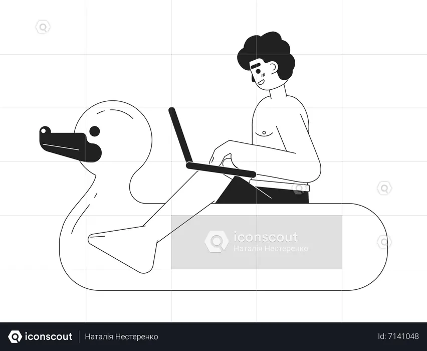 Freelancer remoto trabalhando de qualquer lugar  Ilustração