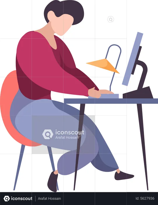 Autónomo trabajando en una computadora portátil  Ilustración