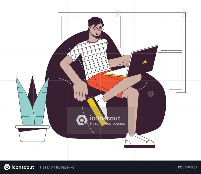 Freelancer trabalhando em casa  Ilustração