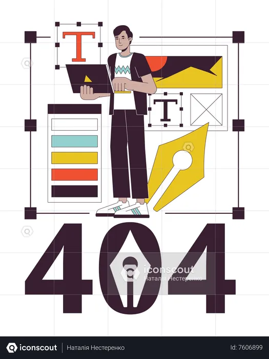 Freelancer web designer error 404  Illustration