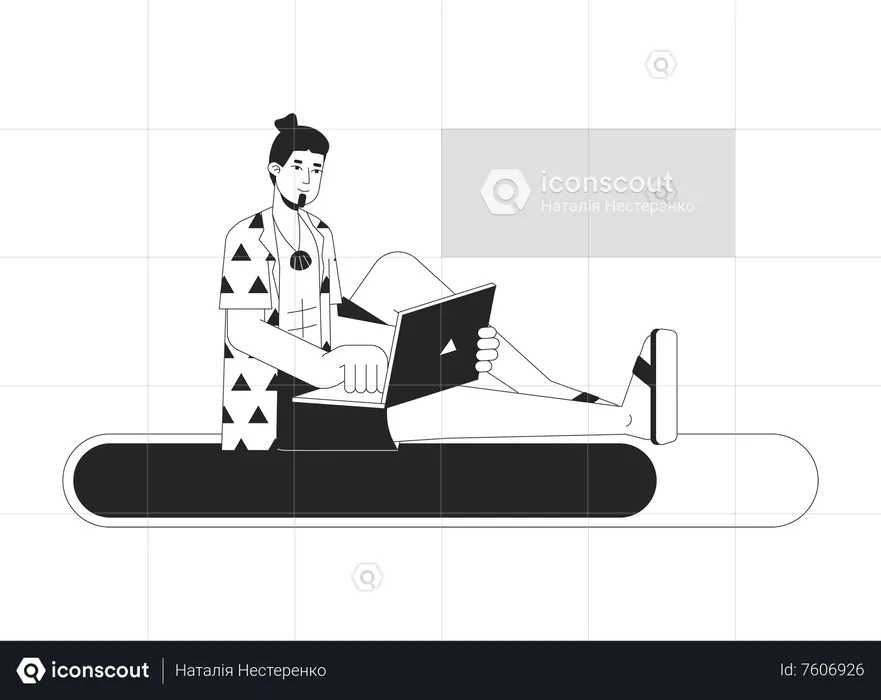 Freelancer with laptop on error 404  Illustration