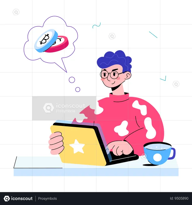 Freelancer working on laptop  Illustration