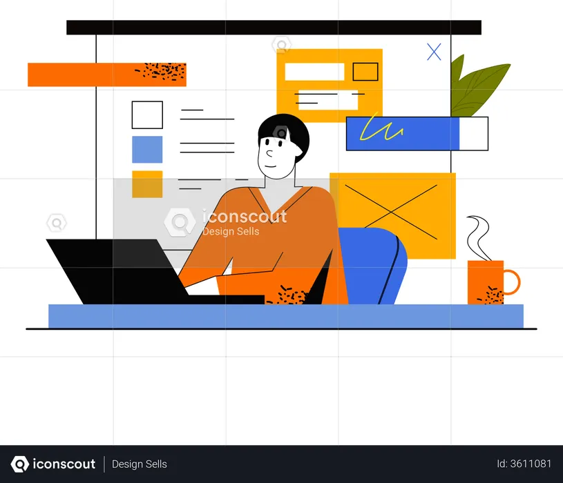 Freelancer Working On Project  Illustration