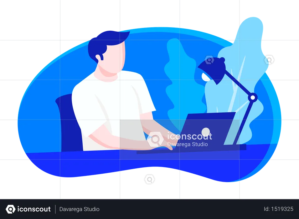 Freelancer Working On The Table  Illustration