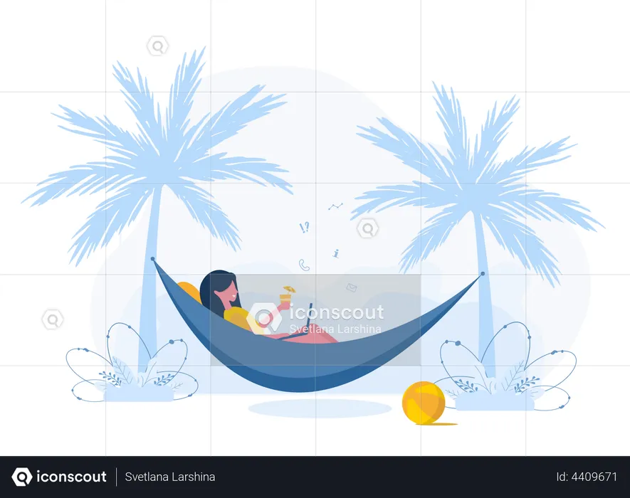Freelancer working on vacation  Illustration