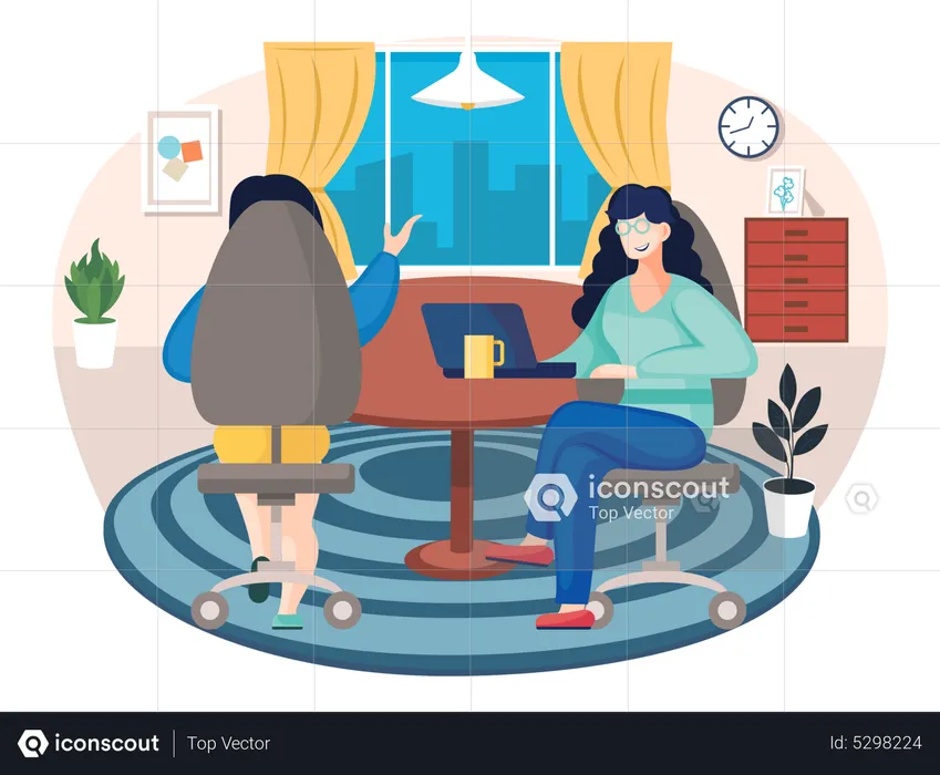 Freelancer working together at home  Illustration