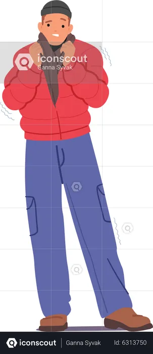 Freezing Male Wear Warm Winter Clothes  Illustration
