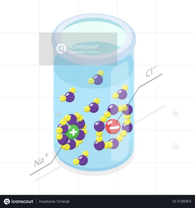 Freezing Of Water With Salt and Educational Chemistry  Illustration