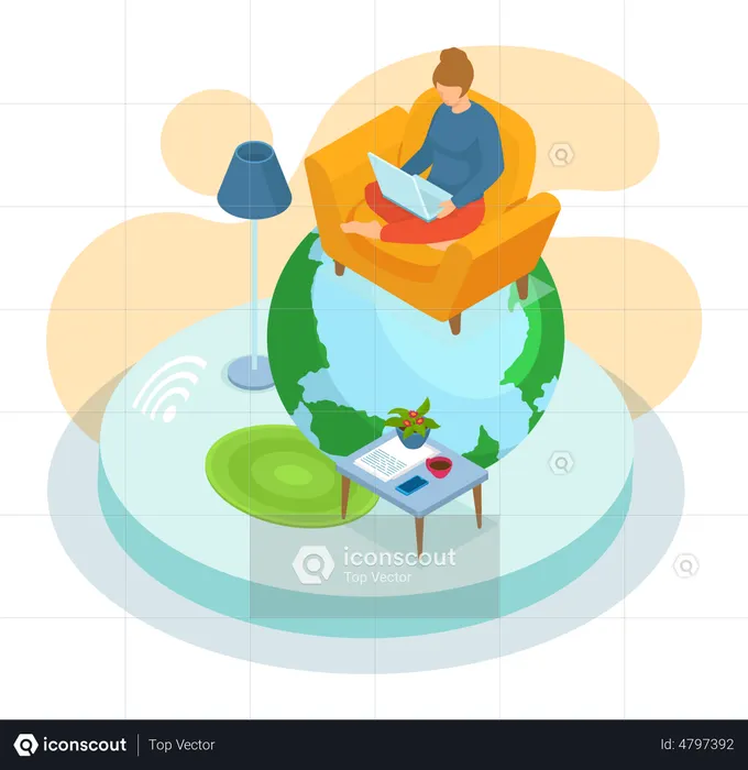 Freiberufliche Frau mit Fernausbildung  Illustration