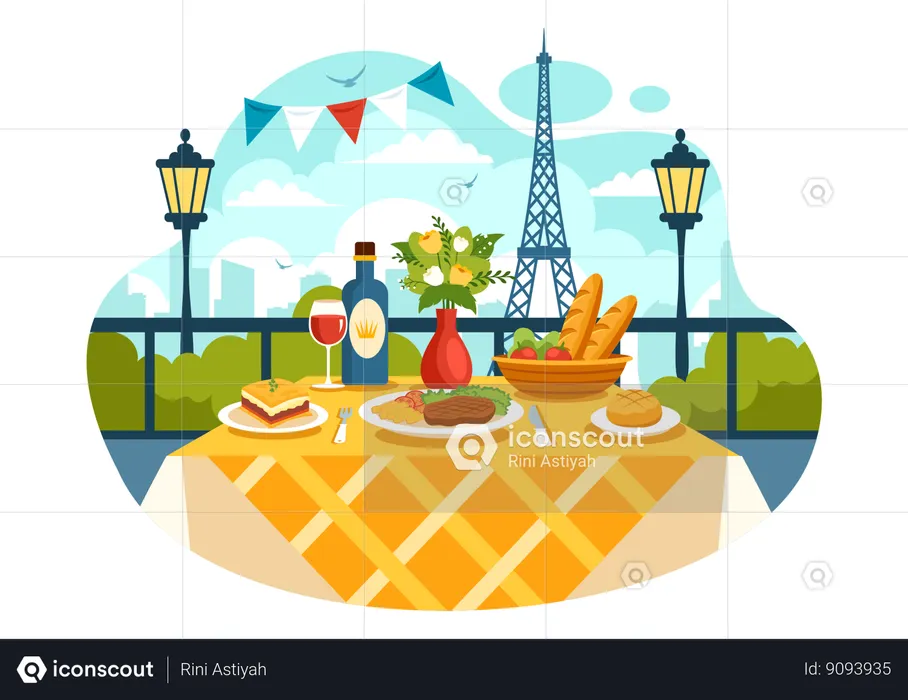 French Food Restaurant  Illustration
