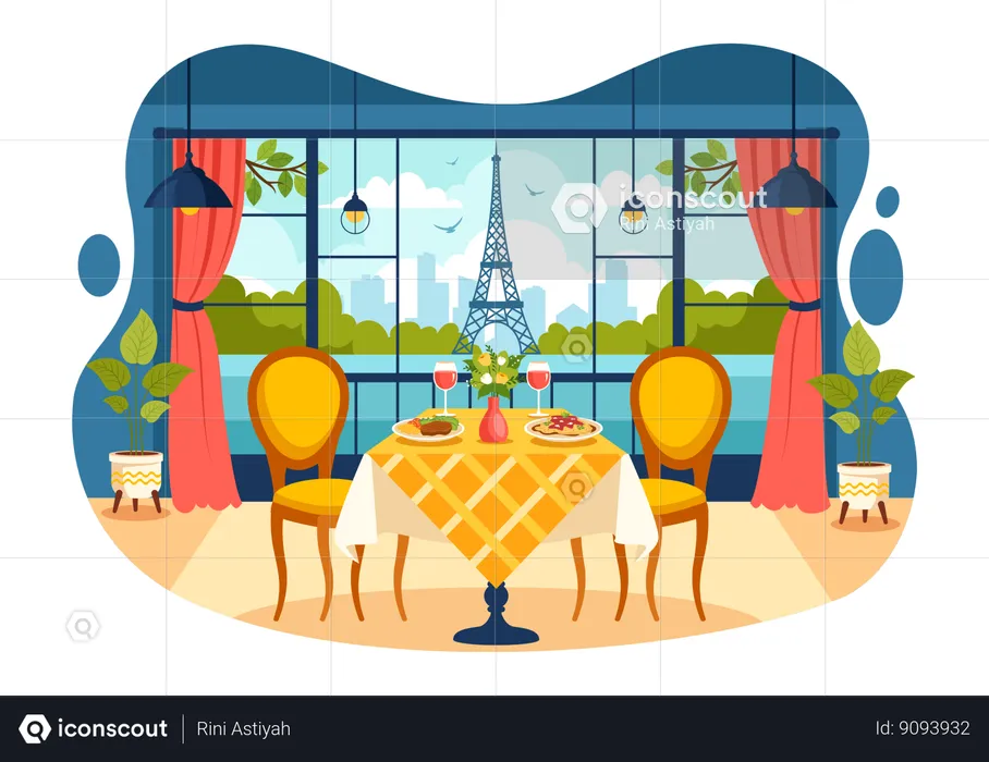 French Food Restaurant  Illustration